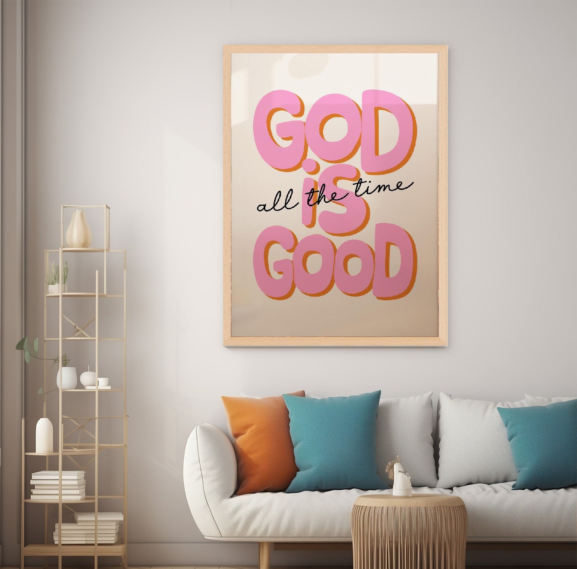 God Is Good All the Time Poster, Retro Christian Art Poster, Teen Girl Bedroom Decor, Jesus Poster, Bible Art Poster